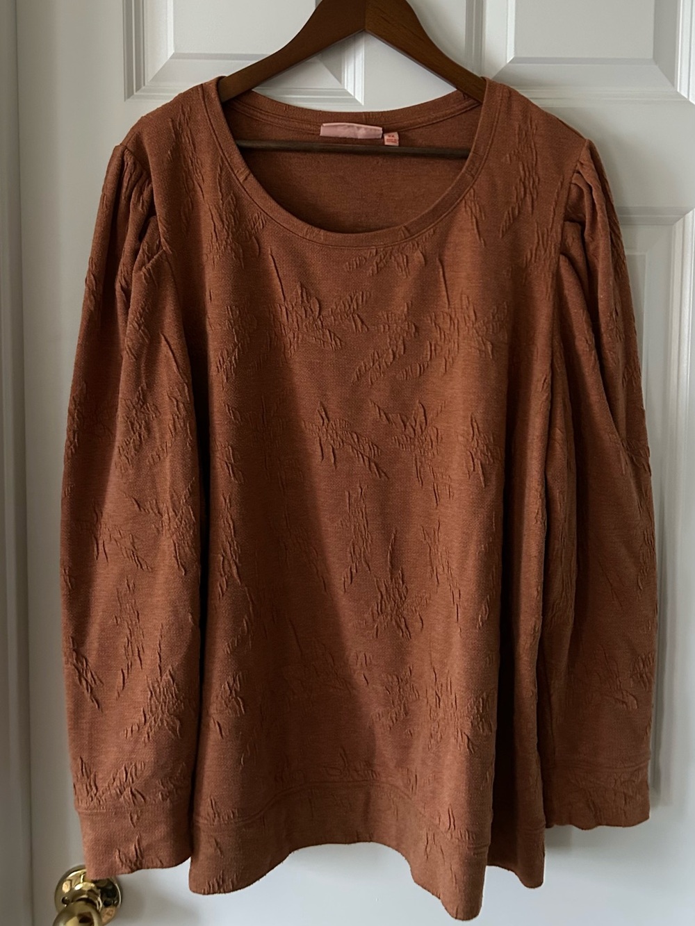 EVRI Rust Textured Scoop Neck Sweatshirt